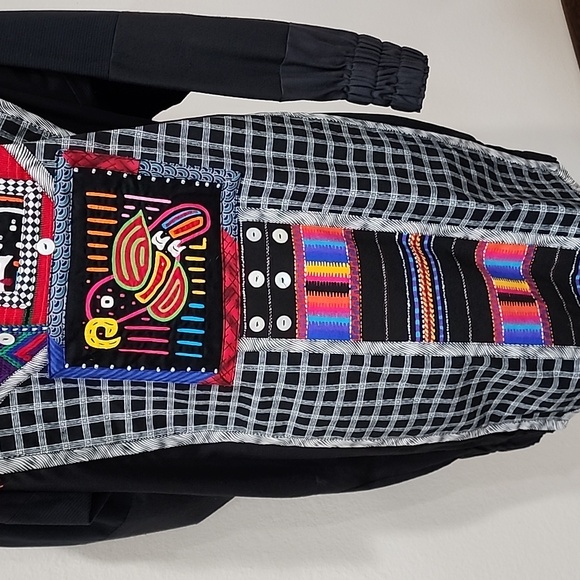 Art to Wear Upcycled Long Line Jacket Colorful Vintage Lagenlook Women's size M - Picture 16 of 16